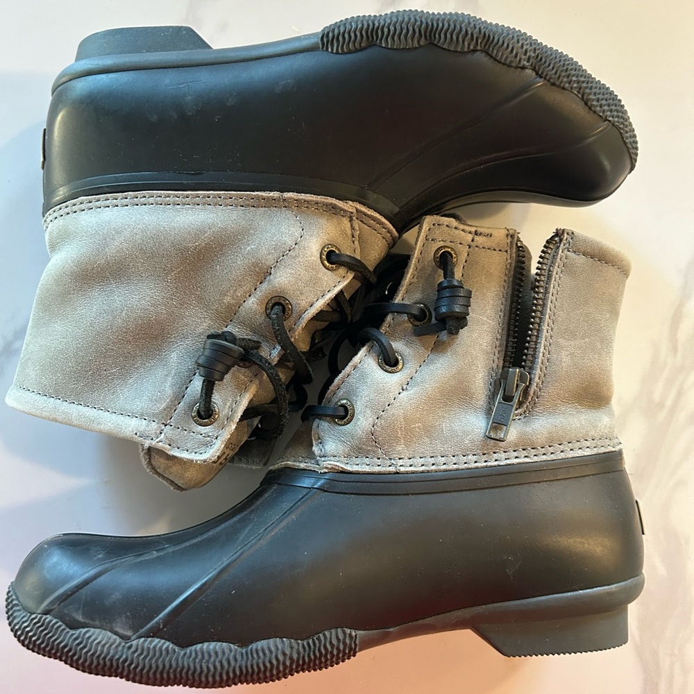 Sperry Black and Gray Duck Boots
